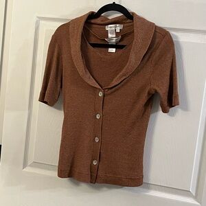 Sweater and sleeveless tee color is bronze/gold from Coldwater Creek Large